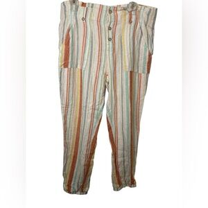 Indigo Rein High-Rise Striped Paperbag-Waist Jogger Pants Large